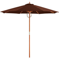 Lancaster Table & Seating 9' Terracotta Pulley Lift Umbrella with 1 1/2 inch Hardwood Pole