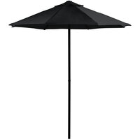 Lancaster Table & Seating 7 1/2' Black Push Lift Umbrella with 1 1/2 inch Steel Pole