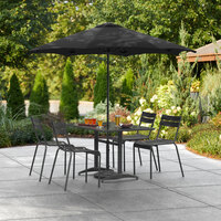 Lancaster Table & Seating 7 1/2' Black Push Lift Umbrella with 1 1/2 inch Steel Pole