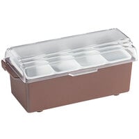 Vollrath 4741-01 Traex® Kondi-Keeper™ 4-Compartment Brown Plastic Condiment Bar with (4) 1-Pint Inserts