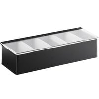 American Metalcraft CDB5 5-Compartment Matte Black Condiment Bar with (5) 1-Pint Inserts