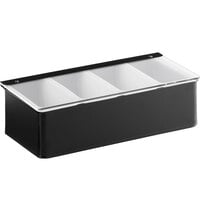American Metalcraft CDB4 4-Compartment Matte Black Condiment Bar with (4) 1 Pint Inserts