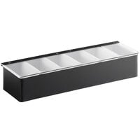 American Metalcraft CDB6 6-Compartment Matte Black Condiment Bar with (6) 1-Pint Inserts
