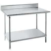 Advance Tabco KMG-366 36 inch x 72 inch 16 Gauge Stainless Steel Commercial Work Table with 5 inch Backsplash and Undershelf