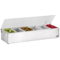Vollrath 4702 Traex® Kondi-Keeper™ 6-Compartment Stainless Steel Condiment Bar with (6) 1-Pint Inserts