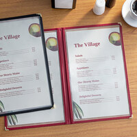 Choice 8 1/2 inch x 14 inch Burgundy 4-View Double Pocket Menu Cover