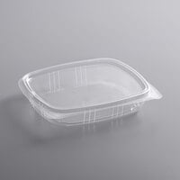 Choice 16 oz. Clear RPET Shallow Hinged Deli Container - 50/Pack