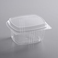 Choice 16 oz. Clear RPET Tall Hinged Deli Container with Domed Lid - 50/Pack