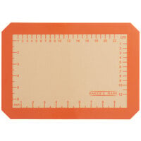 Baker's Mark 8 1/4 inch x 11 3/4 inch Quarter Size Heavy-Duty Orange Indexed Silicone Non-Stick Baking Mat