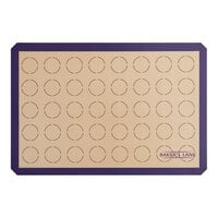 Baker's Lane 16 1/2" x 24 1/2" Full Size Heavy-Duty Allergen-Free Purple Silicone Non-Stick (40) 2" Macaron Baking Mat