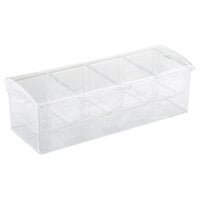 Tablecraft 10006 Clear 4-Compartment Condiment Bar with (4) 1.25 Pint Inserts