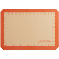Baker's Mark 11 3/4 inch x 16 1/2 inch Half Size Heavy-Duty Orange Indexed Silicone Non-Stick Baking Mat