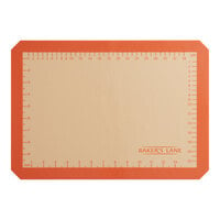 Baker's Lane 11 3/4" x 16 1/2" Half Size Heavy-Duty Orange Indexed Silicone Non-Stick Baking Mat