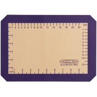 Baker's Mark 8 1/4" x 11 3/4" Quarter Size Heavy-Duty Allergen-Free Purple Indexed Silicone Non-Stick Baking Mat