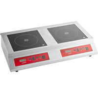 Avantco IC35DB Stainless Steel Double Countertop Induction Range / Cooker - 208-240V, 3600W