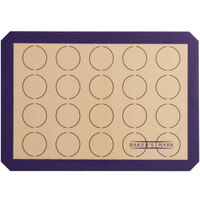 Baker's Mark 11 3/4" x 16 1/2" Half Size Heavy-Duty Allergen-Free Purple Silicone Non-Stick (20) 2" Macaron Baking Mat