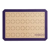 Baker's Lane 11 3/4" x 16 1/2" Half Size Heavy-Duty Allergen-Free Purple Silicone Non-Stick (32) 1 3/8" Macaron Baking Mat