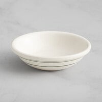 Acopa 4 oz. Ivory (American White) Stoneware Fruit Dish with Green Bands - 36/Case