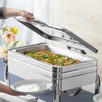 Acopa Manchester 9 Qt. Full Size Stainless Steel Induction Chafer with Glass Top and Soft Close Lid
