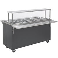 Vollrath 39707 2-Series 46 inch Black Affordable Portable Hot Food Station with Cafeteria Breath Guard