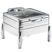 Acopa Manchester 6 Qt. 2/3 Size Stainless Steel Induction / Traditional Dual Purpose Chafer with Glass Top, Soft Close Lid, and Stand with Fuel Holders