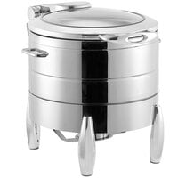Acopa Manchester 11 Qt. Soup Stainless Steel Induction / Traditional Dual Purpose Chafer with Glass Top, Soft Close Lid, and Stand with Fuel Holder