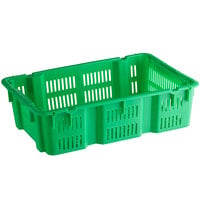 Choice Green Vented Agricultural Crate - 24" x 16 1/8" x 6 11/16"