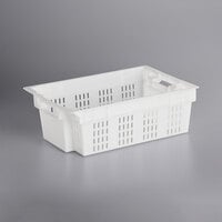 Choice White Solid Base Agricultural Crate with Vented Sides - 23 5/8" x 15 3/4" x 7 7/8"