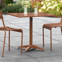 Lancaster Table & Seating 24 inch x 32 inch Brown Powder-Coated Aluminum Dining Height Outdoor Table with Umbrella Hole