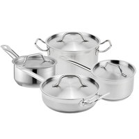 Vigor 8-Piece Induction Ready Stainless Steel Lodging Cookware Set with 1 Qt., 2 Qt. Sauce Pans, 6.75 Qt. Sauce Pot and Covers with 3 Qt. Saute Pan