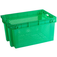 Choice Green Vented Agricultural Crate - 24 3/8" x 16 1/2" x 12 3/8"