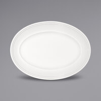 Bauscher by BauscherHepp 282032 Come4Table 12 5/8" x 9 3/16" Bright White Oval Porcelain Platter with Wide Rim - 12/Case