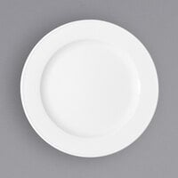 Bauscher by BauscherHepp 540020 Bonn 8" Bright White Round Porcelain Flat Plate with Wide Rim - 12/Case