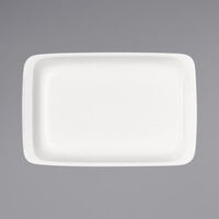 Bauscher by BauscherHepp 112321 B1100 8 1/2" x 5 9/16" Bright White Rectangular Porcelain Platter with Raised Rim - 24/Case