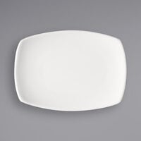 Bauscher by BauscherHepp 712336 Options 14 3/16" x 9 1/8" Bright White Rectangular Porcelain Coupe Platter - 6/Case
