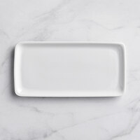 Bauscher by BauscherHepp 112330 B1100 12 inch x 5 15/16 inch Bright White Rectangular Porcelain Platter with Raised Rim - 12/Case