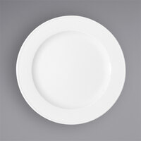 Bauscher by BauscherHepp 540016 Bonn 6 5/16" Bright White Round Porcelain Flat Plate with Wide Rim - 12/Case