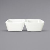 International Tableware EL-222 Elite 10 oz. Bright White 2-Compartment Porcelain Bowl - 12/Case