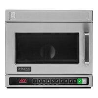 Amana HDC12YA2 Heavy-Duty Stainless Steel Compact Commercial Microwave with Push Button Controls - 120V, 1200W