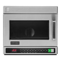 Amana HDC10Y15 Heavy-Duty Stainless Steel Compact Commercial Microwave with Push Button Controls - 120V, 1000W