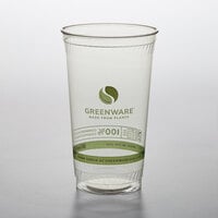 Fabri-Kal GC32 Greenware 32 oz. Compostable Printed Plastic Cold Cup - 300/Case