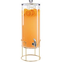 Cal-Mil 22005-5INF-46 Mid-Century 5 Gallon Round Beverage Dispenser with Infusion Chamber and Brass Wire Base - 12 1/2" x 10" x 32"