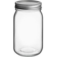 Choice 32 oz. Quart Wide Mouth Glass Canning / Mason Jar with Silver Metal Lid and Band - 12/Pack