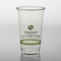Fabri-Kal GC24 Greenware 24 oz. Compostable Printed Plastic Cold Cup - 600/Case