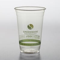 Fabri-Kal GC20 Greenware 20 oz. Compostable Printed Plastic Cold Cup - 1000/Case