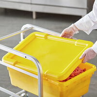 Choice 25 inch x 15 inch Yellow Recessed Lid for Meat Lug / Tote Box