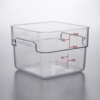 Cambro 12SFSCW135 12 Qt. Clear Square Polycarbonate Food Storage Container with Red Graduations
