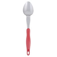 Vollrath 6414040 Jacob's Pride 14" Heavy-Duty Solid Basting Spoon with Red Ergo Grip Handle