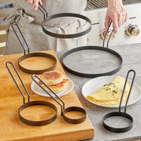 Vigor Non-Stick Egg Rings with Gray Coated Handle - 6/Pack