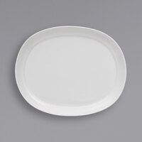 Oneida F9360000355 Perimeter 10 1/4 inch x 8 3/8 inch White Oval Medium Rim Porcelain Platter   - 12/Case